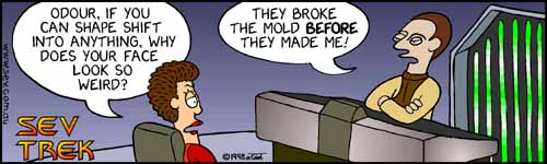 Sev Trek - cartoon spoofs
      of Star Trek. Copyright 1997 by John Cook.