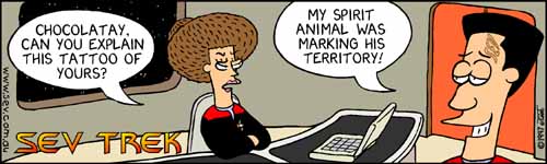Sev Trek - cartoon spoofs
      of Star Trek. Copyright 1997 by John Cook.